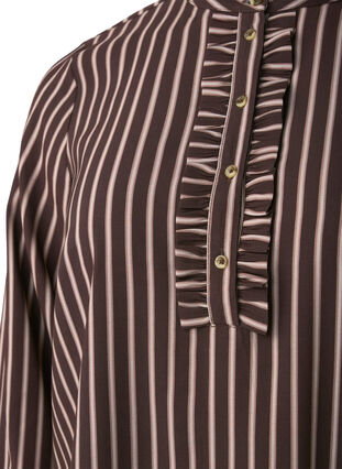 Zizzi Robe courte à rayures et jabot, Hot Fudge Stripe AOP, Packshot image number 2