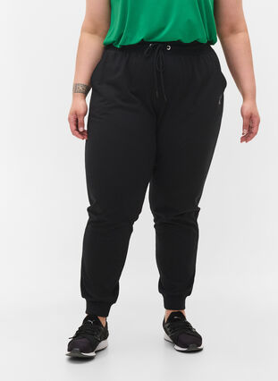 Zizzi Pantalon de survêtement ample avec poches, Black, Model image number 2