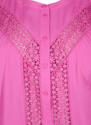 Zizzi Chemisier en viscose avec bordure en dentelle, Raspberry Rose, Packshot image number 2