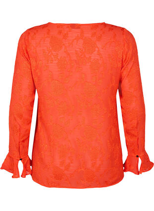 ZizziLange mouw shirt met jacquard look, Orange.com, Packshot image number 1