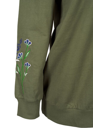 ZizziSweatshirt met geborduurde bloemen, D. L. Green W. emb., Packshot image number 3