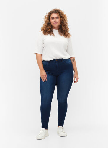 ZizziSuper slim Amy jeans met hoge taille, Blue Denim, Model image number 0