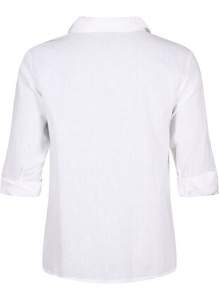 ZizziShirtblouse met knoopsluiting van katoen-linnenmix, Bright White, Packshot image number 1