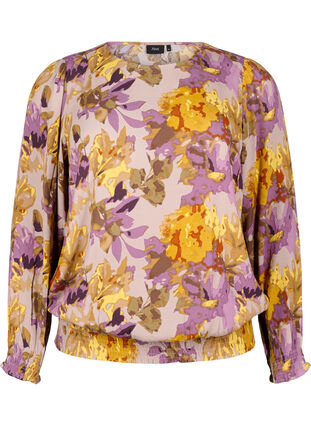 ZizziSmock blouse met bloemenprint, Purple Flower, Packshot image number 0