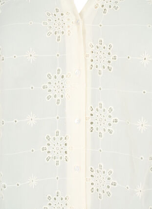 ZizziOverhemdblouse met korte mouwen en broderie anglaise, Antique White, Packshot image number 2