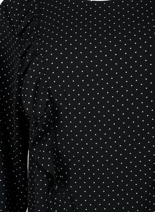 ZizziBlouse met lange mouwen en ruches, Black Dot, Packshot image number 2