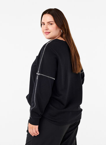 Zizzi Sweat-shirt avec coutures contrastées, Black, Model image number 1