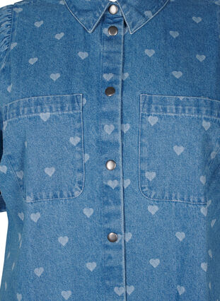 Zizzi Robe en jean à manches courtes avec imprimé cœur, L. Blue D. w. Heart, Packshot image number 2