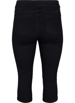 ZizziDenim capribroek met elastische tailleband, Black, Packshot image number 1