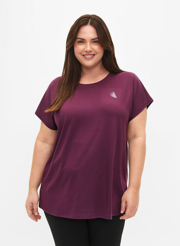 ZizziTrainings-T-shirt met korte mouwen, Italian Plum, Model image number 0