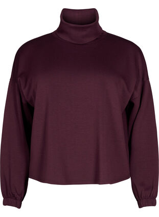 ZizziBlouse met turtleneck in modalmix, Fig, Packshot image number 0