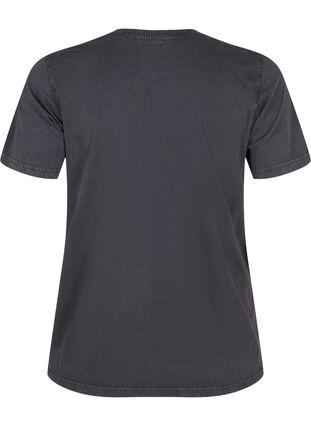 Zizzi Tee-shirt en coton biologique avec imprimé, D.Grey Wash Sincere, Packshot image number 1