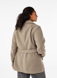 Veste courte en laine avec ceinture, Desert Taupe Mel., Model