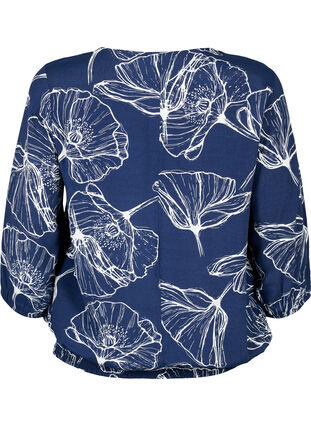 ZizziViscose blouse met bloemenprint en smokwerk, Navy B./Big Fl. AOP, Packshot image number 1