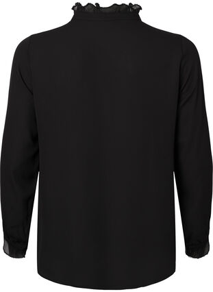 ZizziShirt blouse met ruches, Black, Packshot image number 1