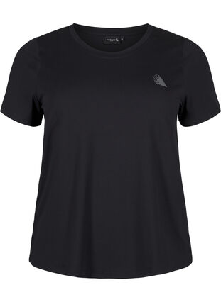 Zizzi T-shirt d'entraînement avec coupe étroite et col rond, Black, Packshot image number 0