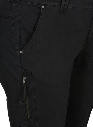 ZizziSlim fit capri jeans met zakken, Black, Packshot image number 2