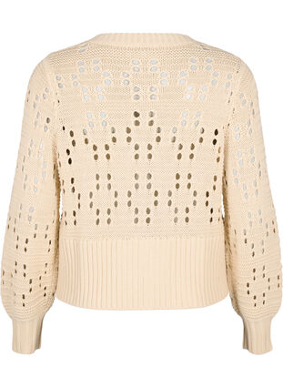 Zizzi Cardigan en maille avec liens et motifs ajourés, Birch, Packshot image number 1