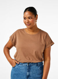 T-shirt à manches courtes en mélange de coton, Coca Mocha, Model