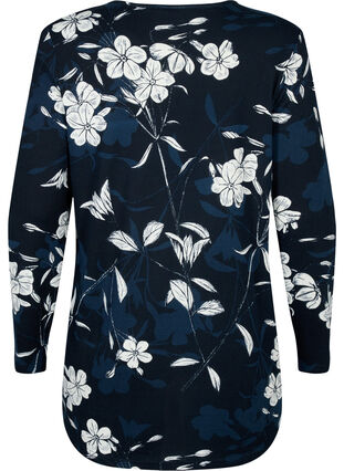 ZizziGebloemde blouse met lange mouwen, Navy B. Flower AOP, Packshot image number 1