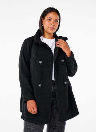 ZizziKorte trenchcoat met A-lijn, Black, Model image number 0