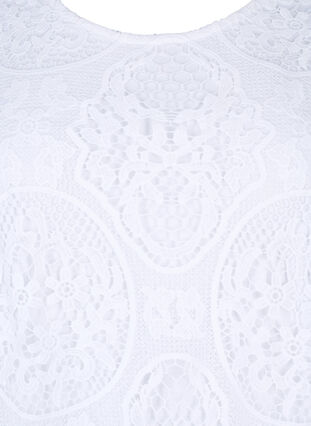 Zizzi Robe de soirée en dentelle à manches courtes, Bright White, Packshot image number 2