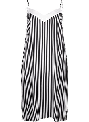 ZizziFLASH - Gestreepte bandjesjurk van viscose, Black White Stripe, Packshot image number 0