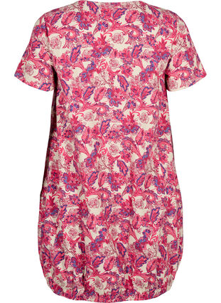 ZizziBedrukte katoenen jurk met korte mouw, Raspberry Sorbet, Packshot image number 1