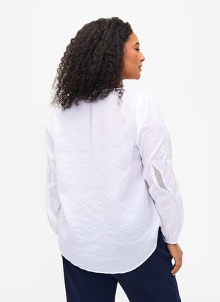 ZizziBlouse van Tencel™ Modal met geborduurde details, Bright White, Model image number 1