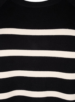 ZizziGebreide blouse met 3/4 mouwen en strepen, Black Birch Stripes, Packshot image number 2