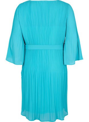 Zizzi Robe plissée à manches 3/4, Turquoise, Packshot image number 1