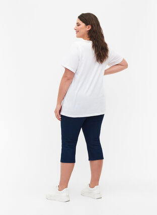 ZizziFLASH - denim capri broek met hoge taille en slanke pasvorm, Blue denim, Model image number 1
