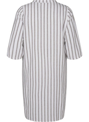 Zizzi Robe tunique rayée en mélange de lin et de viscose, White Stripe, Packshot image number 1