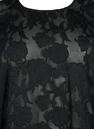 ZizziJacquard blouse met smokwerk, Black, Packshot image number 2