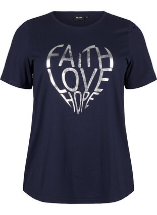 Zizzi FLASH – T-shirt imprimé, Navy B. Silver Faith, Packshot image number 0