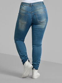 Extra slim fit Amy jeans met hoge taille, Blue d. washed, Model