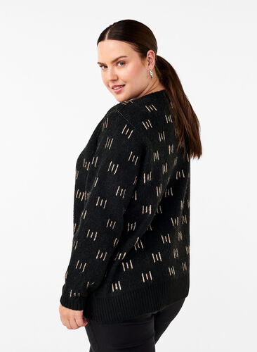 Zizzi Pull à motifs, Black Mel. Nomad, Model image number 1