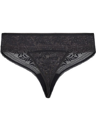 ZizziKanten G-string met normale taille, Black, Packshot image number 1