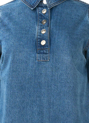 Zizzi Robe courte en denim, manches longues, forme trapèze, Blue Denim, Packshot image number 3