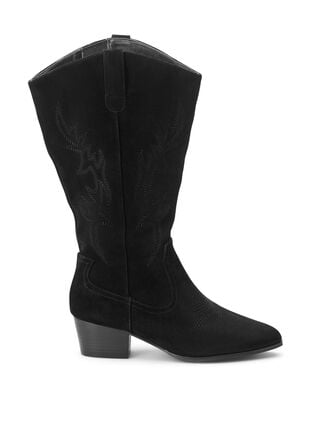 Zizzi Large – Bottes de cowboy en daim, Black, Model image number 1