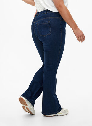 ZizziEllen bootcut jeans met hoge taille, Dark Blue, Model image number 2