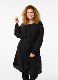 Robe à manches longues avec cordon de serrage, Black, Model