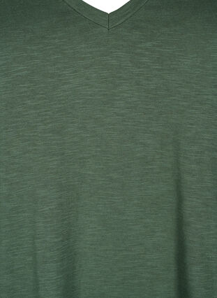ZizziBasic t-shirt met korte mouwen en v-hals, Thyme, Packshot image number 2