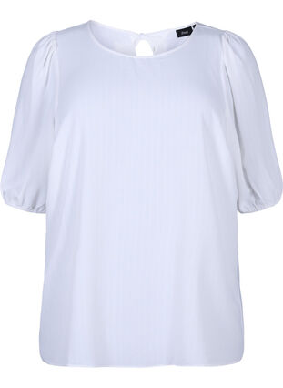 ZizziBlouse met korte mouwen en een strik op de rug, Bright White, Packshot image number 0