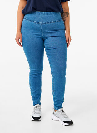 ZizziStretchy jeggings met hoge taille, Light Blue, Model image number 2