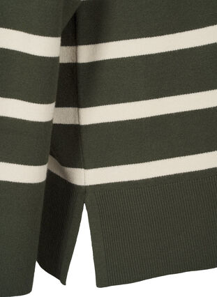 Zizzi Chemisier en tricot rayé avec col rond, D. Bag Birch Stripe, Packshot image number 3