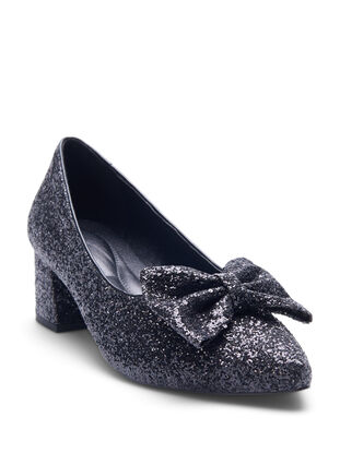 ZizziWide fit - Glitterschoen met strik, Black, Packshot image number 1