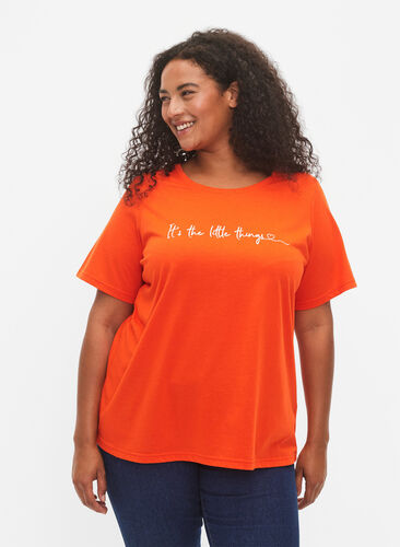 ZizziFLASH - T-shirt met motief, Orange.com, Model image number 0