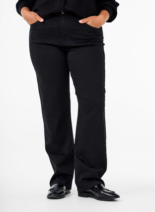 Zizzi Gemma-jeans met hoge taille en rechte pasvorm, Black, Model image number 2