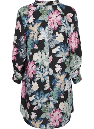 Zizzi Robe à manches longues avec imprimé floral, Rose Flower AOP, Packshot image number 1